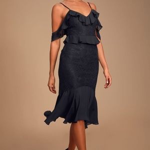 Lulus - Dance of Romance Black Lace Dress NWT